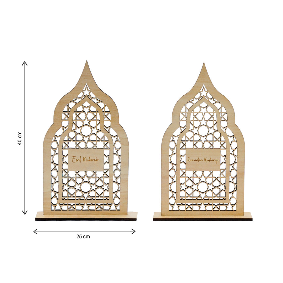 Ramadan &amp; Eid Al-Fitr Wooden Door Wreath &amp; Table Display - English