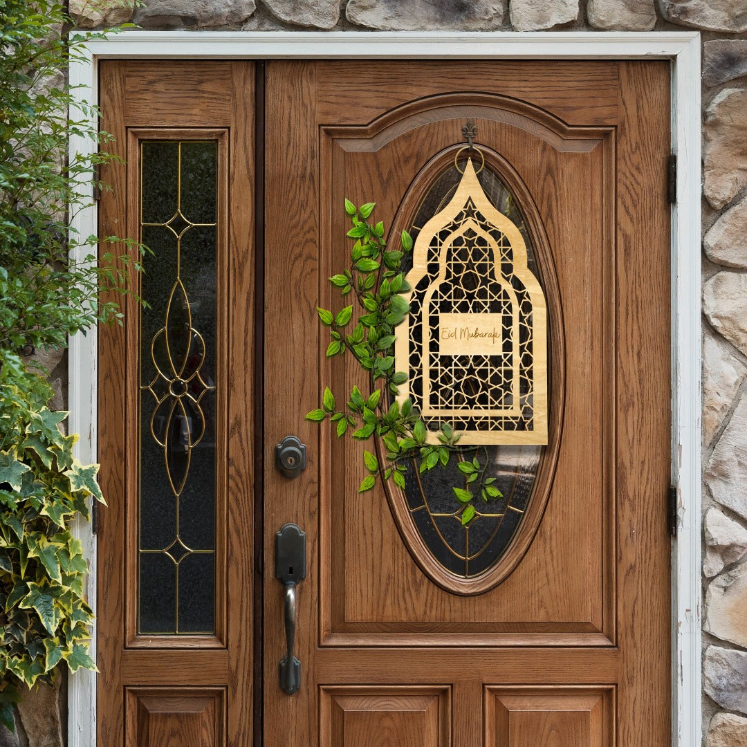 Ramadan &amp; Eid Al-Fitr Wooden Door Wreath &amp; Table Display - English