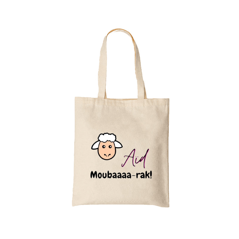 Aïd Moubaaaa-rak! Sac en toile de jute- Français/Arabe