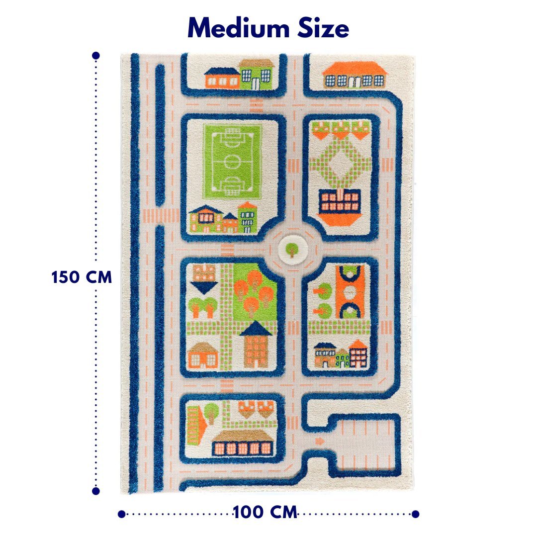 IVI 3D Play Carpet, Traffic Blue Design