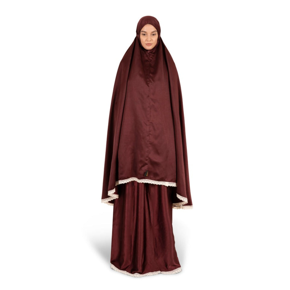 Silky 2 Piece Prayer Set - Lustrous Red